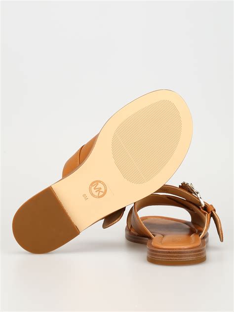 michael michael kors frieda leather sandal|Michael Kors Frieda Slide Flat Sandals .